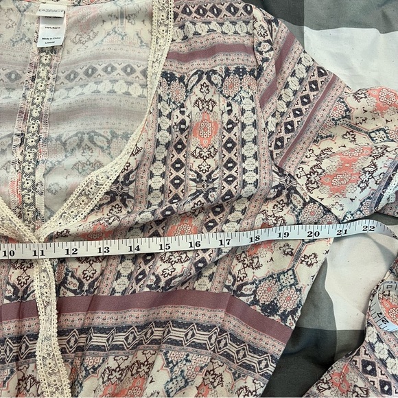 L*Space Lovestruck Rimini Romper Bell Sleeve in Cream Multi Size Large - Picture 11 of 13